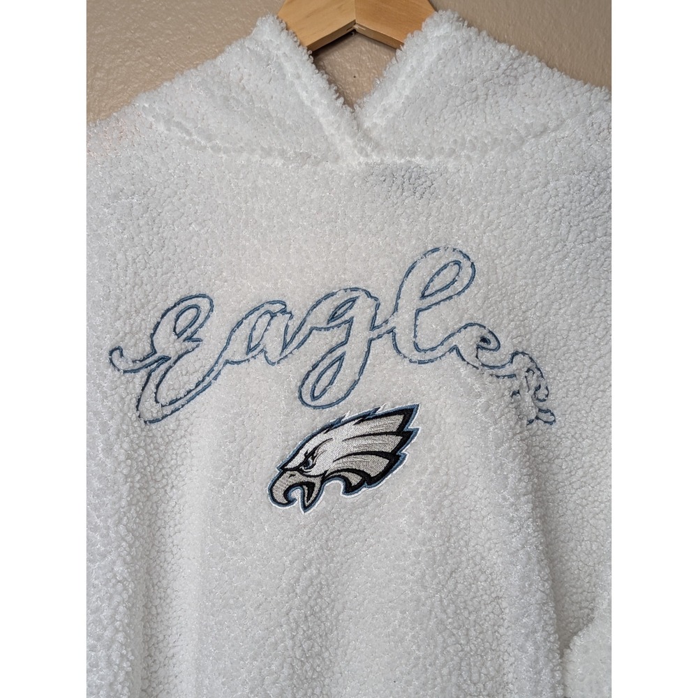 NFL Sherpa Hoodie Women XL White Philadelphia Eagles Gameday Fleece Pullover - Picture 6 of 15